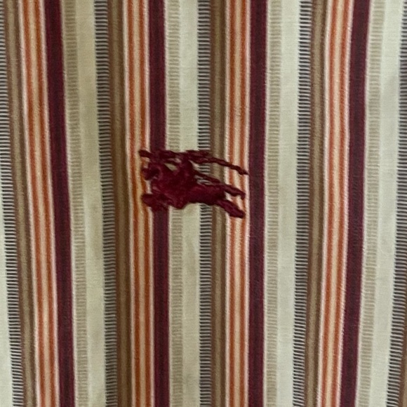 Mens BURBERRY White Red Pink Strip Button Down Long Sleeve Shirt Size 15 /38 - Picture 3 of 10